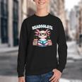 Readsolotl Pink Kawaii Axolotl Read Book Lover Reading Youth Crewneck Sweatshirt