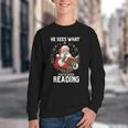 He Sees What You'Ve Been Reading Santa Book Lover Youth Crewneck Sweatshirt He Sees What You'Ve Been Reading Santa Book Lover Youth Crewneck Sweatshirt
