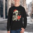 Skeleton Reading Book Christmas Teacher Librarian Book Lover Youth Crewneck Sweatshirt