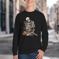 Skeleton Reading Book Halloween Bookworm Bibliophile Reader Youth Crewneck Sweatshirt