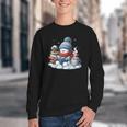 Snowman Reading Books Lovers Librarian Bookworm Christmas Youth Crewneck Sweatshirt