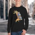 Teacher Shirt Giraffe Holding Books Bookworm Librarian Youth Crewneck Sweatshirt