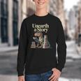 Unearth A Story Dinosaur Reading a Library Book Youth Crewneck Sweatshirt