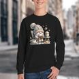 Vintage Cute Gnome Reading Book Coffee Cute Gnome Graphic Youth Crewneck Sweatshirt