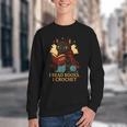 Wizard Cat Reading a Book While Crocheting Youth Crewneck Sweatshirt