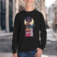 Woman And Books Stack Afro Girl Reading Lover Youth Crewneck Sweatshirt Woman And Books Stack Afro Girl Reading Lover Youth Crewneck Sweatshirt