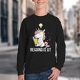 Women's Reading Is Lit Unicorn Library English Teacher Book Lover Youth Crewneck Sweatshirt