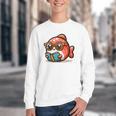 Adorable Book Lover Salmon With Reading Glasses Cute Youth Crewneck Sweatshirt