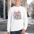 Book Lover Coquette Bow Pink Dainty Ribbon Cute Bookworm Youth Crewneck Sweatshirt