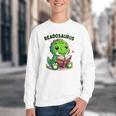 Book Lover Reading Dinosaur Readosaurus Library Youth Crewneck Sweatshirt