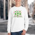 Book With Shamrocks Librarian Saint Patrick's Day Kids Youth Crewneck Sweatshirt