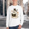 Books Ghost Reading Book Halloween Library Cat Fall Youth Crewneck Sweatshirt Books Ghost Reading Book Halloween Library Cat Fall Youth Crewneck Sweatshirt