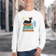 Cat And Books Retro Midcentury Mid Century Aesthetic Youth Crewneck Sweatshirt Cat And Books Retro Midcentury Mid Century Aesthetic Youth Crewneck Sweatshirt