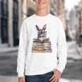 Cute Reading Bunny With Glasses Books Bookworm Reader Book Premium Tri-Blend Youth Crewneck Sweatshirt
