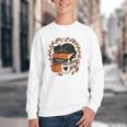 Fall Book Teacher Cat Books Halloween Autumn Librarian Youth Crewneck Sweatshirt