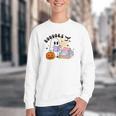Ghost Reading Halloween Women Teacher Book Lover Youth Crewneck Sweatshirt