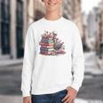 Reading A Book Per Day Keeps Reality Away Skeleton Books Youth Crewneck Sweatshirt