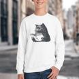 Reading Cat Cat Book Lover Youth Crewneck Sweatshirt