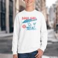 Retro Book Girl Summer Beach Vacation For Book Lover Youth Crewneck Sweatshirt