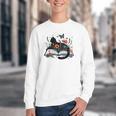 Retro Cute Cat Floral Book Librarian Vintage Floral Cat Book Youth Crewneck Sweatshirt