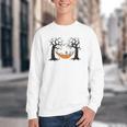 Skeleton Reading Book In Hammock Halloween Reader Youth Crewneck Sweatshirt