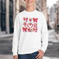 Valentine Teacher Coquette Bow Pencil Heart Book Girl Women Youth Crewneck Sweatshirt