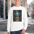 Vintage Ghost Book Reading Camping Gothic Halloween Teachers Youth Crewneck Sweatshirt