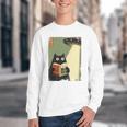 Vintage Japanese Cat Book Lovers UFO Alien Abduction Cat Dad Youth Crewneck Sweatshirt Vintage Japanese Cat Book Lovers UFO Alien Abduction Cat Dad Youth Crewneck Sweatshirt