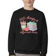 100 Days Of Coffee And Chaos Coquette Bow Book Apple Youth Crewneck Sweatshirt