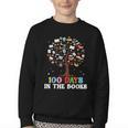 100 Days Of School 100th Day In The Books Reading Teacher Youth Crewneck Sweatshirt