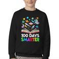 100th Day Of School Astronaut Books Space 100 Days Smarter Youth Crewneck Sweatshirt