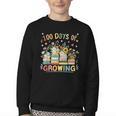 100th Day Of School Teacher Floral Books 100 Days Of Growing Youth Crewneck Sweatshirt