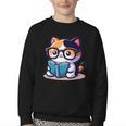 Adorable Book Lover Calico Cat With Reading Glasses Cute For Men Women Kids Youth Crewneck Sweatshirt Adorable Book Lover Calico Cat With Reading Glasses Cute For Men Women Kids Youth Crewneck Sweatshirt