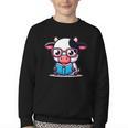 Adorable Book Lover Cow With Reading Glasses Cute Youth Crewneck Sweatshirt Adorable Book Lover Cow With Reading Glasses Cute Youth Crewneck Sweatshirt
