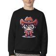 Adorable Book Lover Cowboy With Reading Glasses Cute Youth Crewneck Sweatshirt