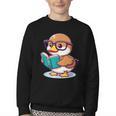 Adorable Book Lover Mallard Duck With Reading Glasses Cute Youth Crewneck Sweatshirt