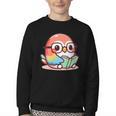 Adorable Book Lover Parrot With Reading Glasses Cute Youth Crewneck Sweatshirt
