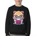 Adorable Book Lover Persian Cat With Reading Glasses Cute Youth Crewneck Sweatshirt Adorable Book Lover Persian Cat With Reading Glasses Cute Youth Crewneck Sweatshirt
