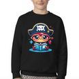 Adorable Book Lover Pirate With Reading Glasses Cute Youth Crewneck Sweatshirt