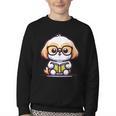Adorable Book Lover Shih Tzu With Reading Glasses Cute Youth Crewneck Sweatshirt