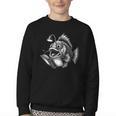 Anglerfish Reading Book Art Youth Crewneck Sweatshirt