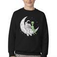 Astronaut Reading Book To Alien Moon Space Book Lover Men Youth Crewneck Sweatshirt