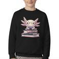Axolotl Books Readsalotl Reading Bookworm Kawaii Axolotl Youth Crewneck Sweatshirt