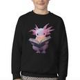 Axolotl Bookworm Reading Book Kawaii Graphic Youth Crewneck Sweatshirt
