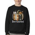 Boo-Kmarked Fall Pumpkin Books Halloween Teacher Teaching Youth Crewneck Sweatshirt
