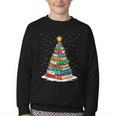 Book Christmas Tree Xmas Lights Book Lover Teacher Librarian Youth Crewneck Sweatshirt Book Christmas Tree Xmas Lights Book Lover Teacher Librarian Youth Crewneck Sweatshirt