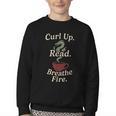 Book Dragon Fantasy Reader Cozy Reading Book Lover Dragon Youth Crewneck Sweatshirt