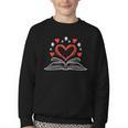 Book Heart Read Book Reading Librarian Men Women Kids Youth Crewneck Sweatshirt