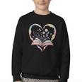 Book Lover Heart Shaped Reading Art Bookworm Youth Crewneck Sweatshirt Book Lover Heart Shaped Reading Art Bookworm Youth Crewneck Sweatshirt
