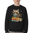 Book Lover Racoon Reading Bookish Library Read Books Be Kind Youth Crewneck Sweatshirt